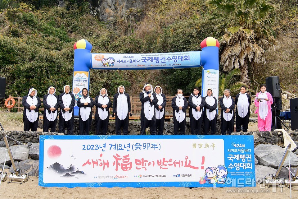 제24회 서귀포겨울바다 국제펭귄 수영대회.ⓒ헤드라인제주