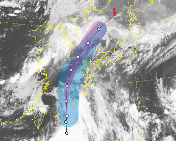 제5호 태풍 '장미' 위성사진.